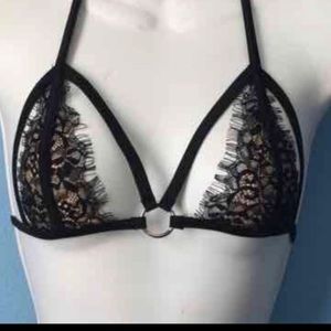 Bikini Top Lace Cut Out XS/S Lingerie Ultra Sexy O Ring *TOP ONLY*